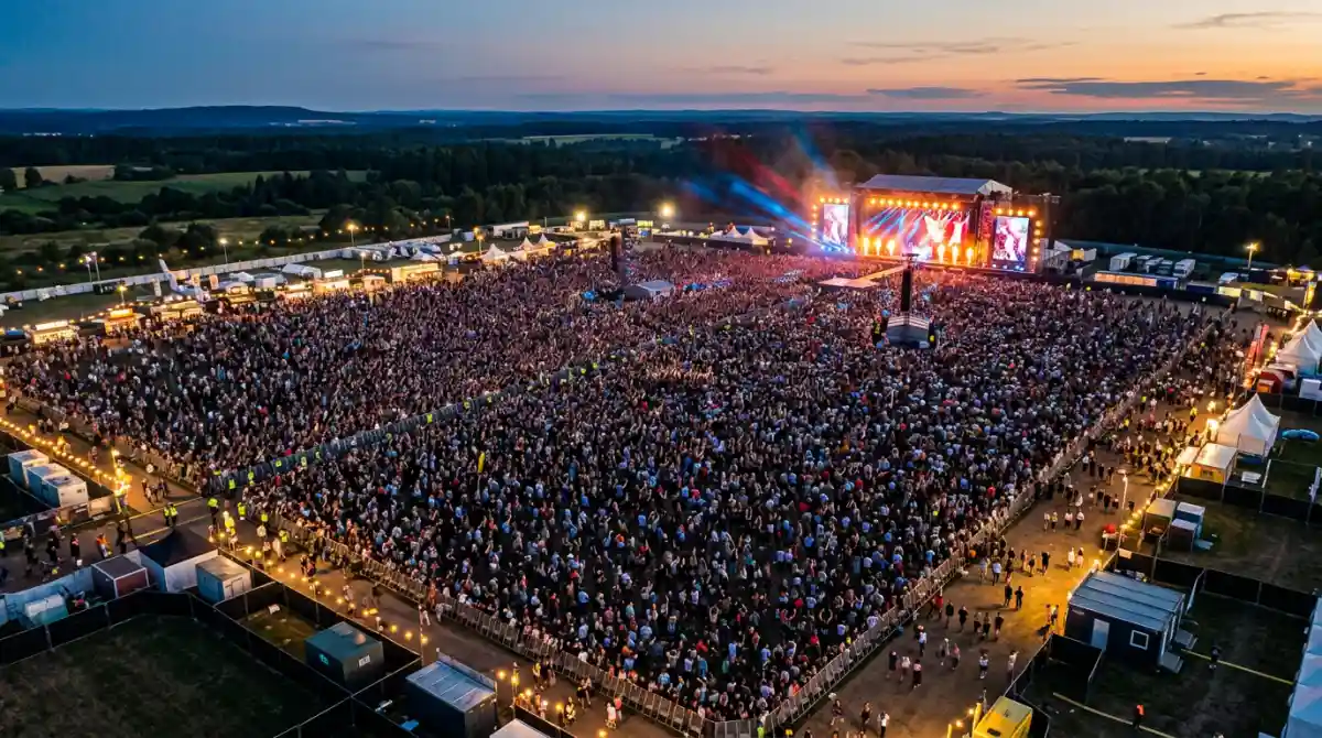Large outdoor concert crowd photographed from above, showing the density and scale that makes manual counting nearly impossible